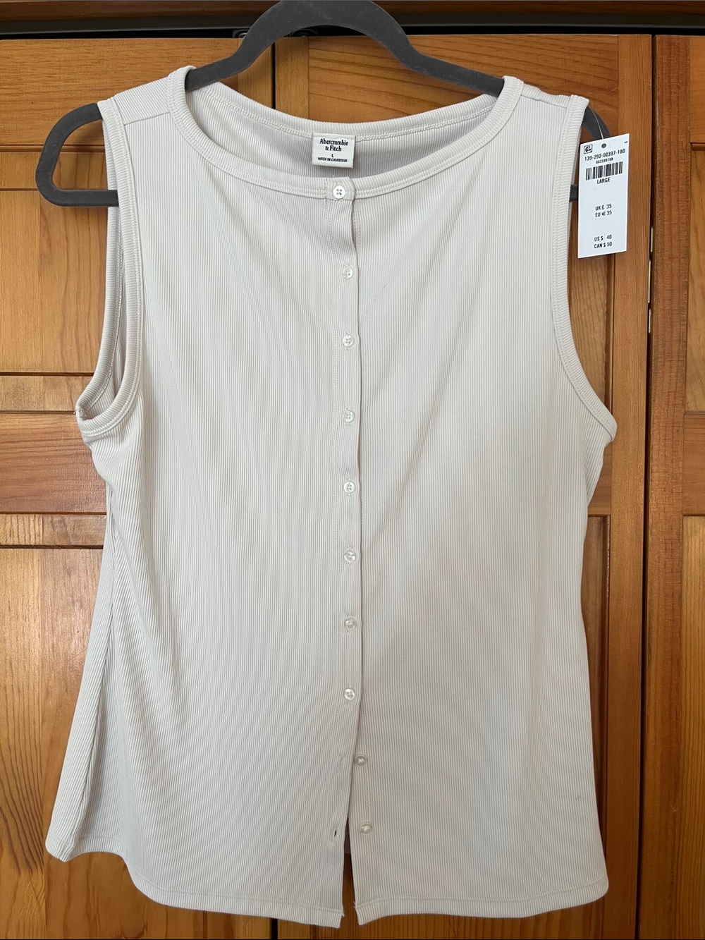 Abercrombie & Fitch Cream Ribbed Button-Front Tank